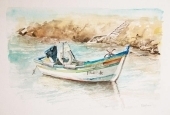 Fischerboot, 60 x 50 cm, aquarell